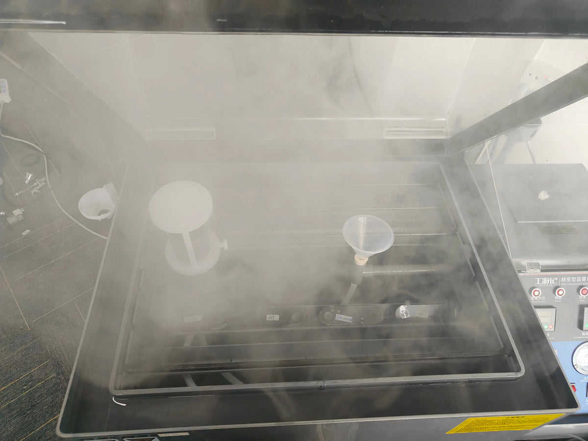 Salt spray testing of sampled Motto 80 display-related parts.